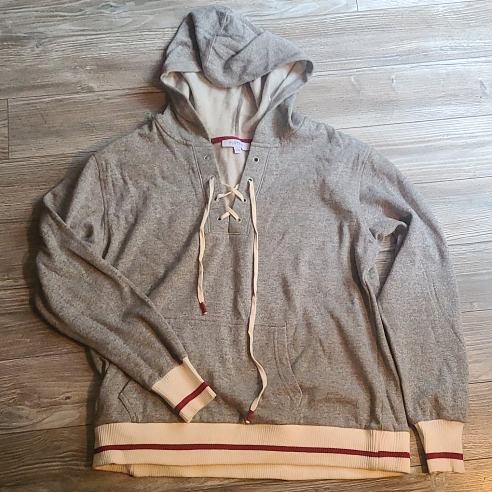 Grey sweater with stripes